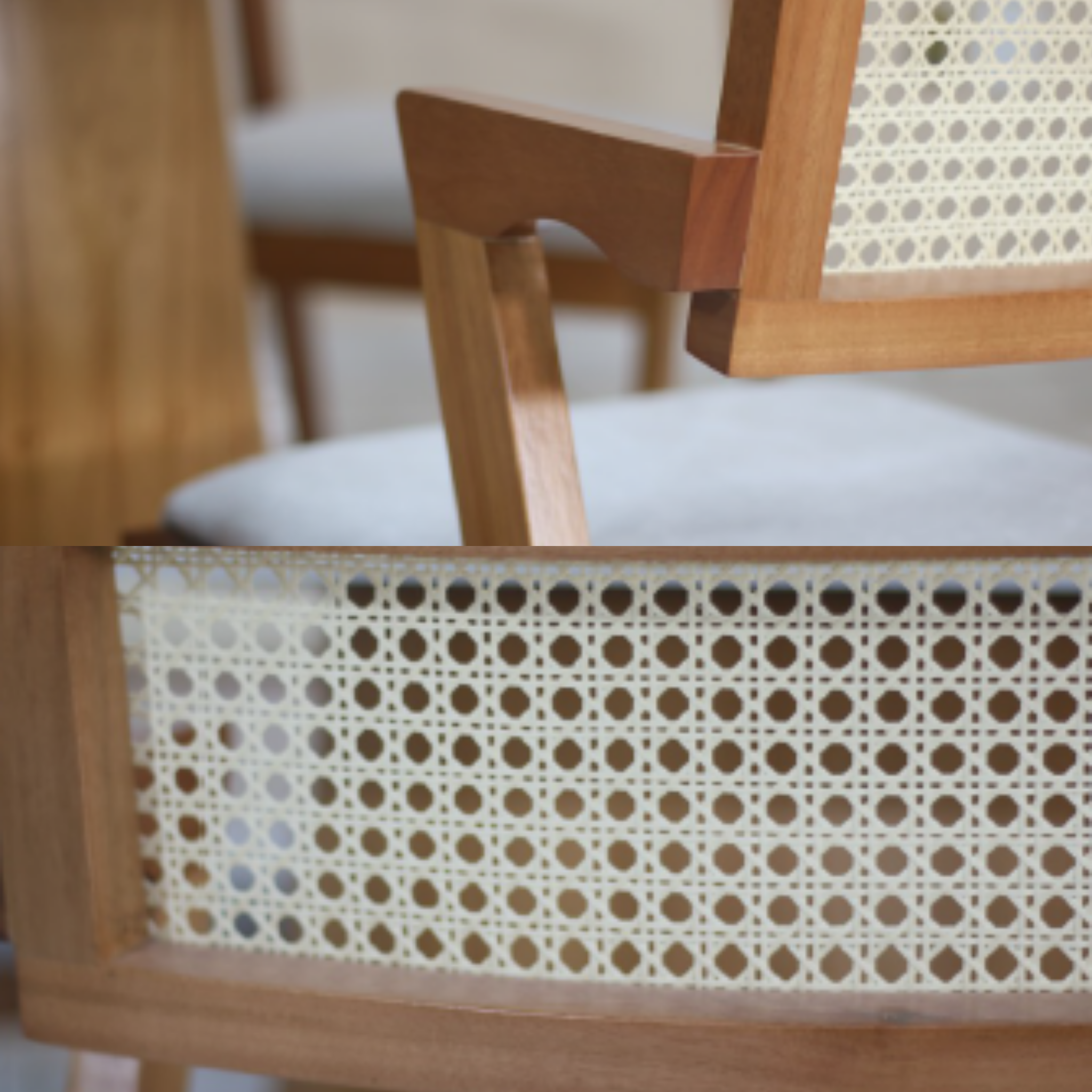 Cadeira Manu 14 com Encosto em Ratan - Cor Cinamomo