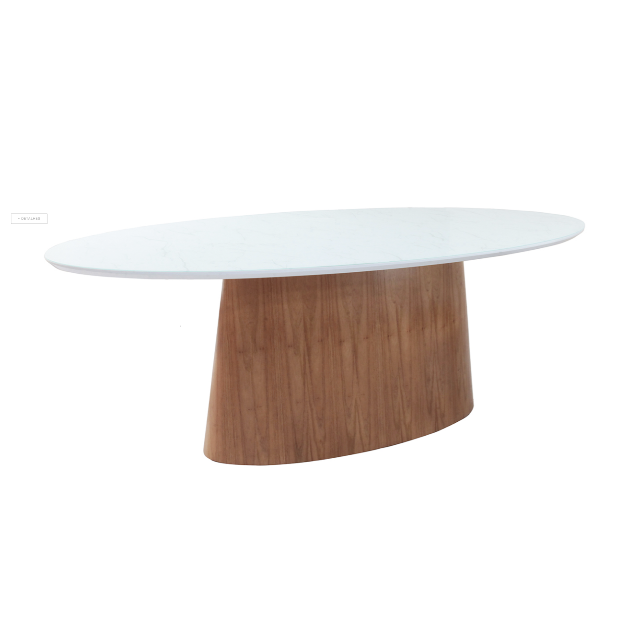 Mesa Lisboa Oval com Tampo em Laca Off-White - Base Cinamomo