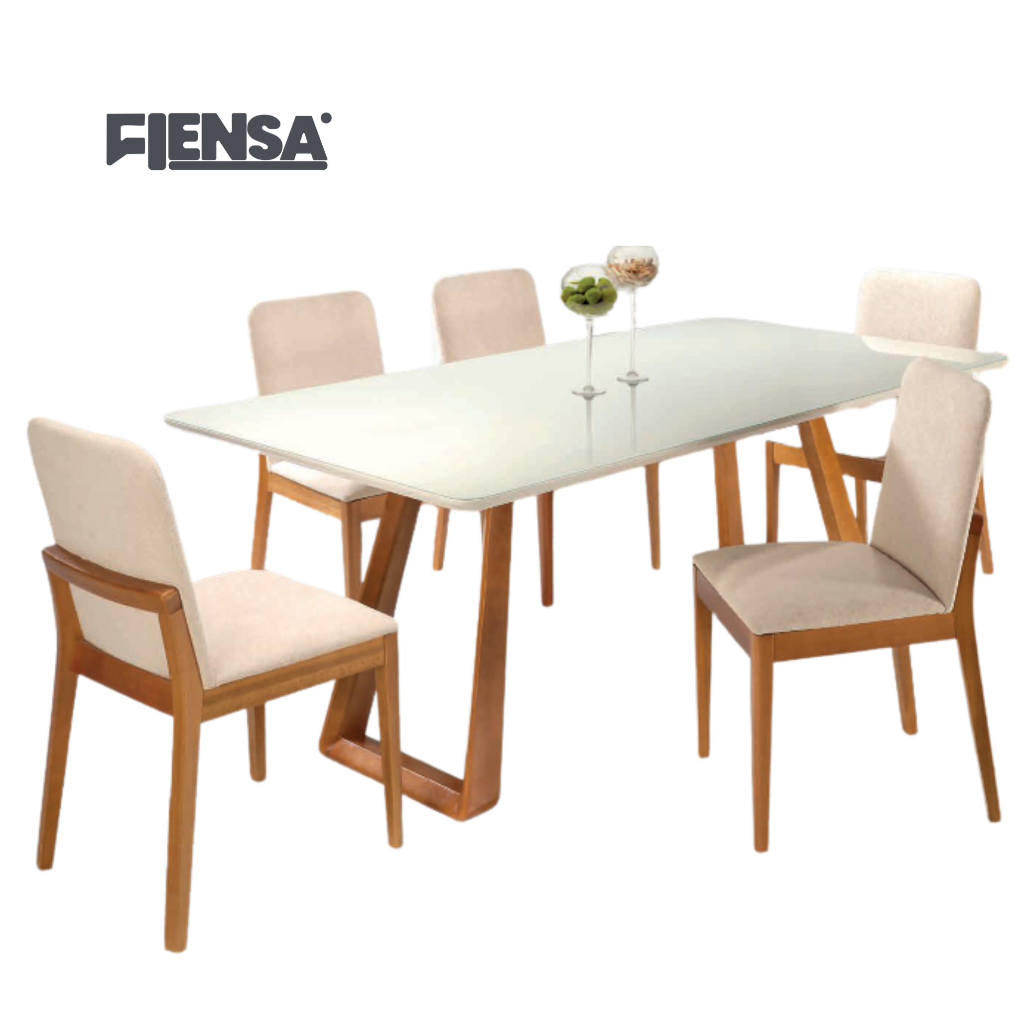 Mesa de Jantar com Base em Madeira – 2,00  X 1,00 METROS VIDRO