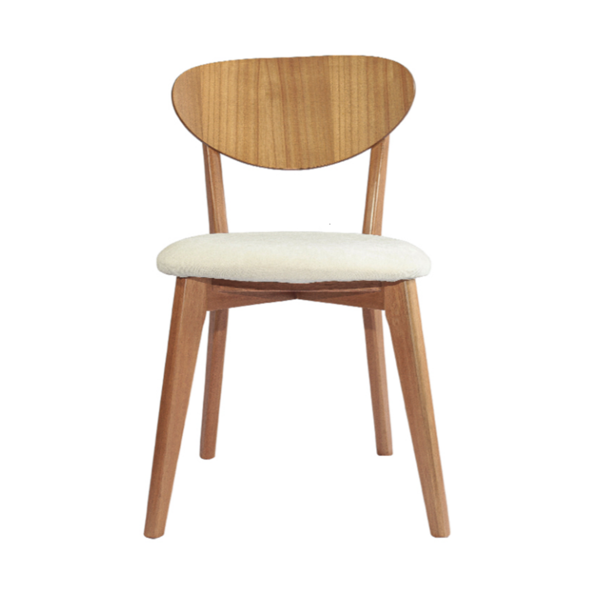 Cadeira Manu 16 Estofada - Cor Cinamomo com Tecido Bege Claro