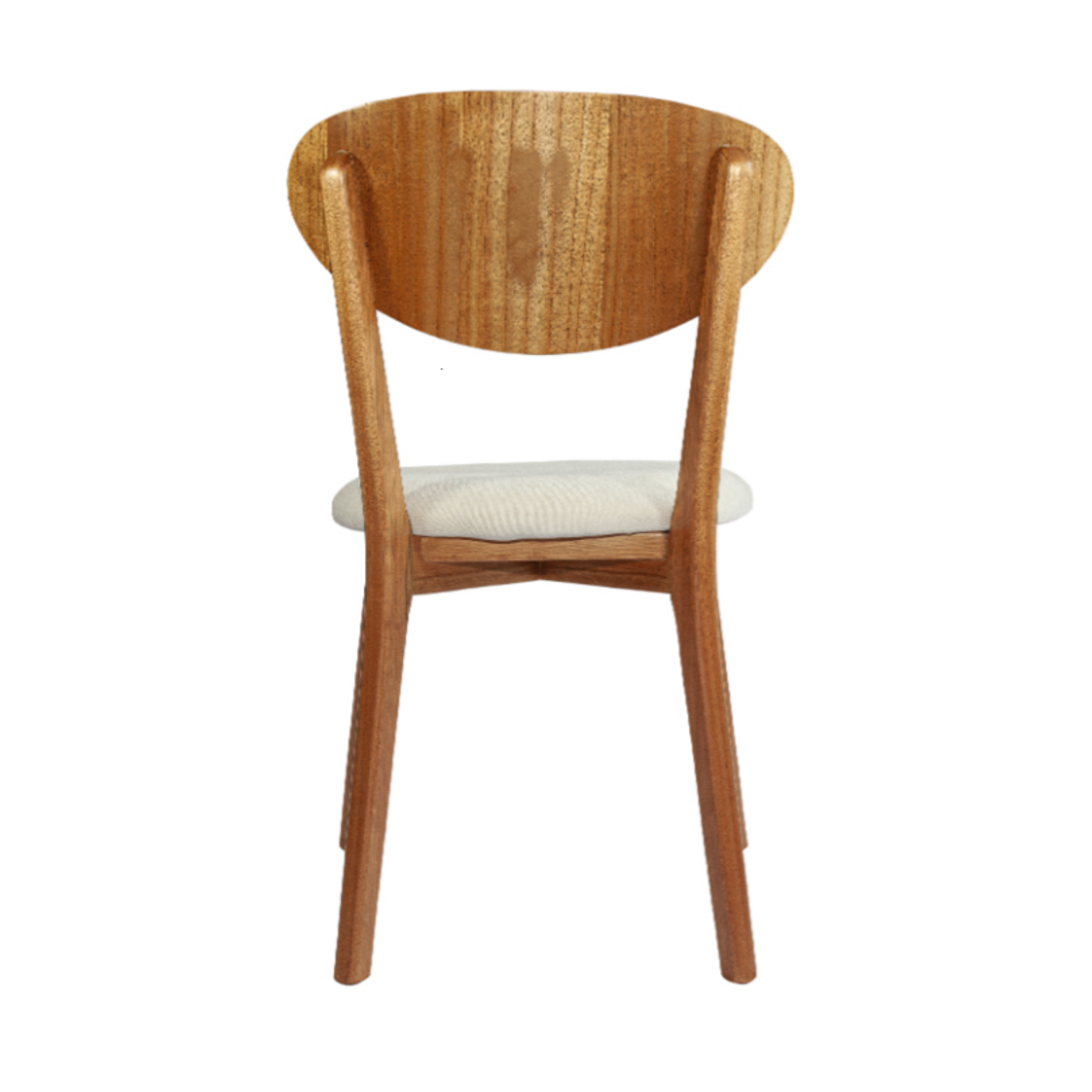 Cadeira Manu 16 Estofada - Cor Cinamomo com Tecido Bege Claro