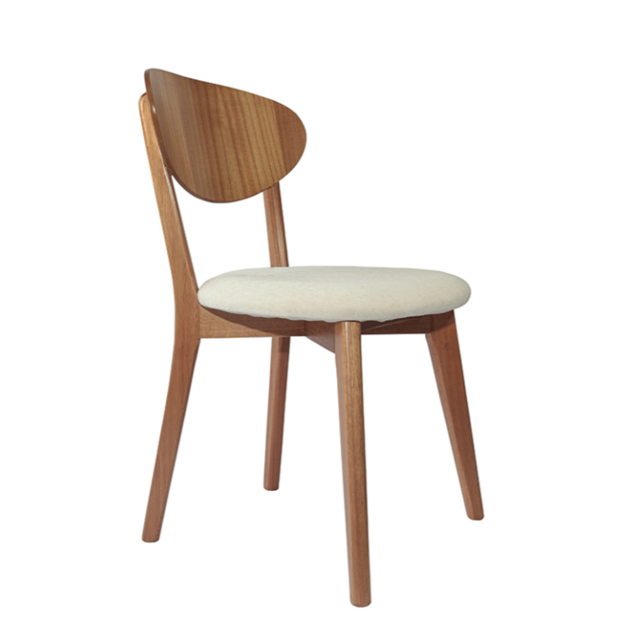 Cadeira Manu 16 Estofada - Cor Cinamomo com Tecido Bege Claro