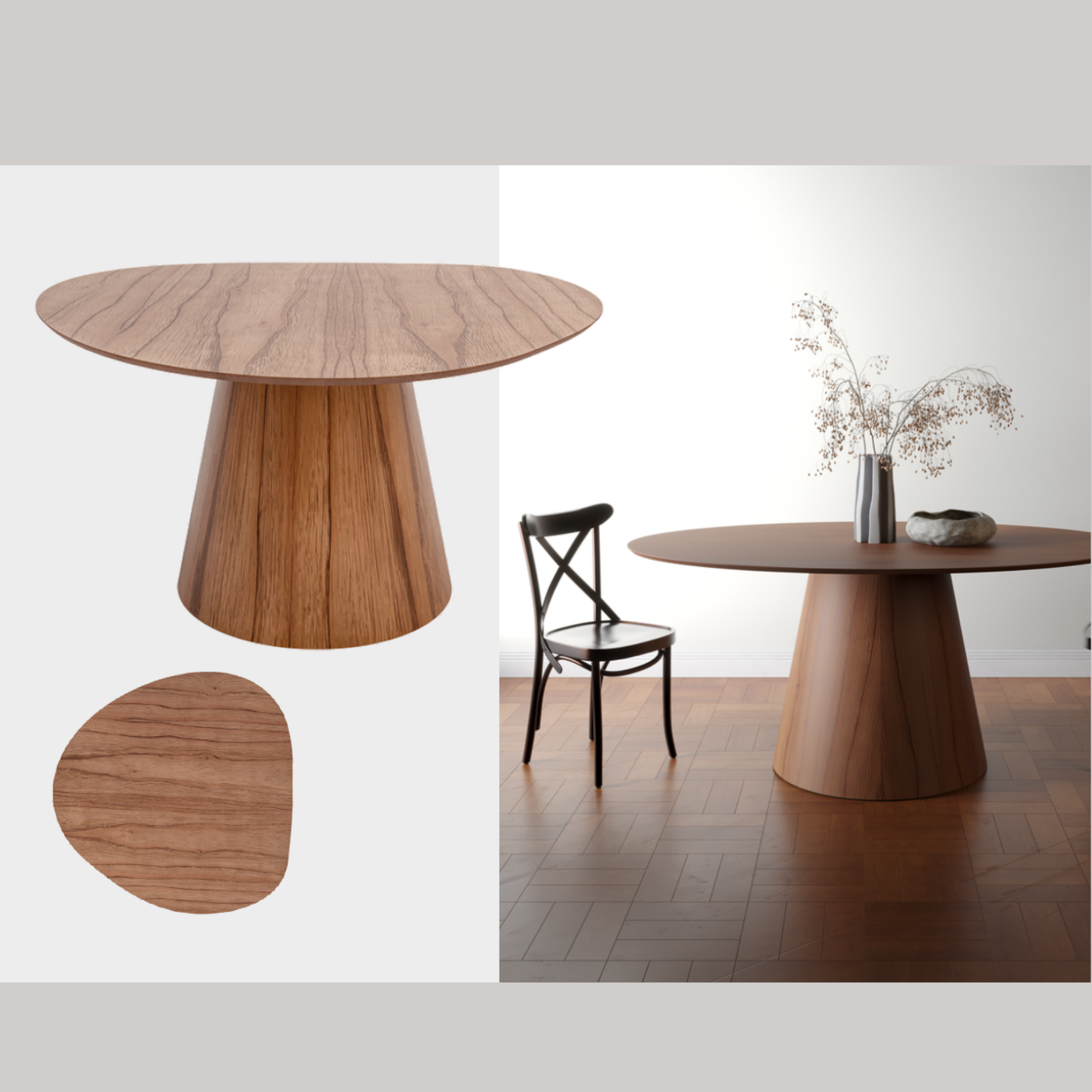 MESA DE JANTAR ORGÂNICA 1,40 Mt e 1,50 Mt